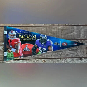 SUPER BOWL XLVII Pennant Ravens 49ers Oversized 40x18 Colin Kaepernick Ray Lewis